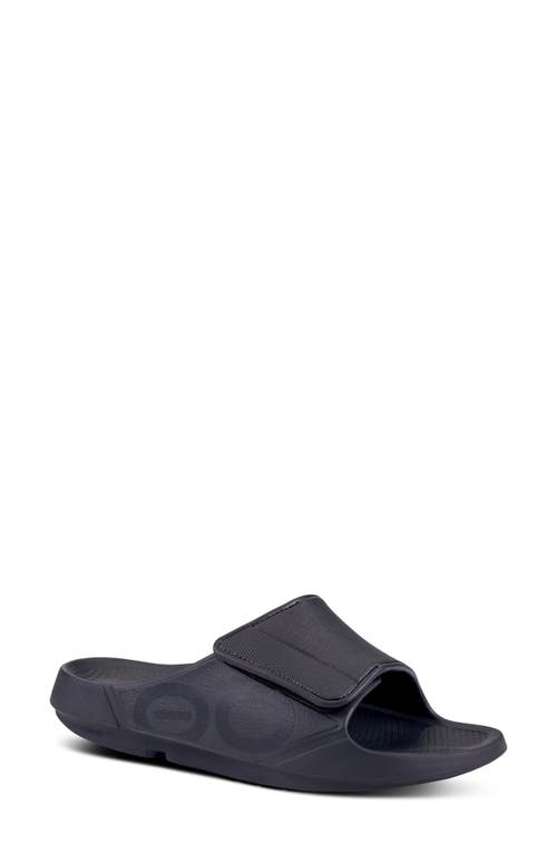 Oofos Gender Inclusive Ooahh Sport Flex Slide Sandal In Black/matte Black