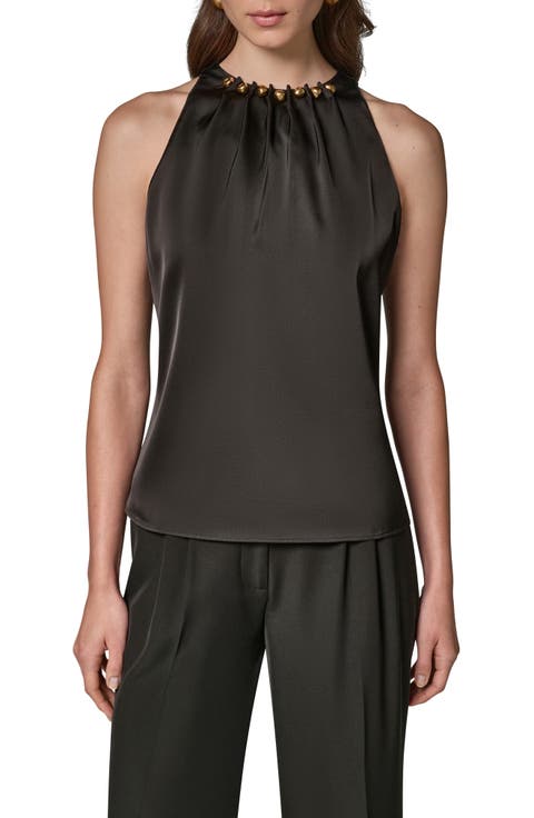 Hardware Neck Satin Blouse