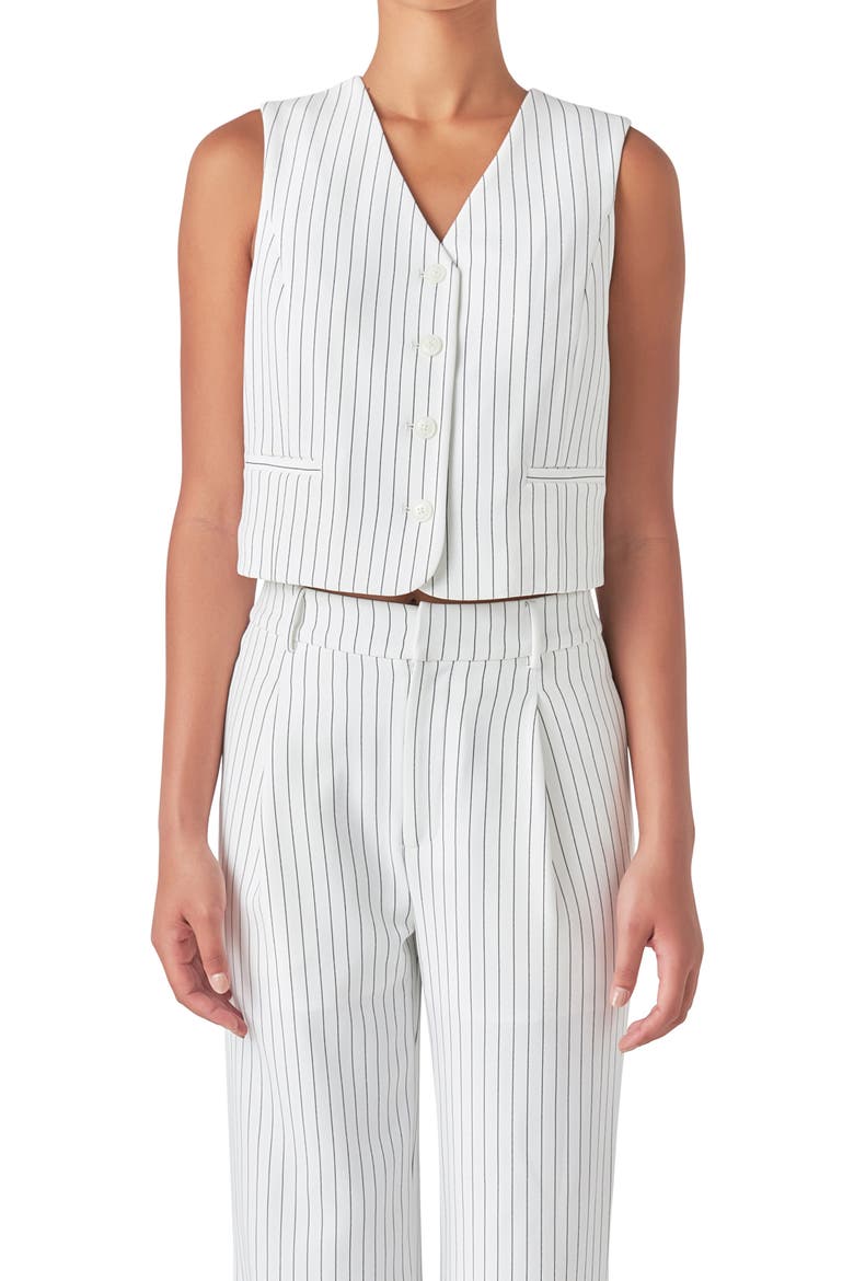 Pinstripe Crop Vest, Alternate, color, WHITE BLACK STRIPE