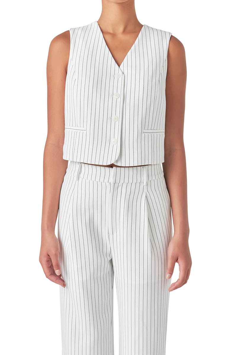 Grey Lab Pinstripe Crop Vest, Alternate, color, White Black Stripe