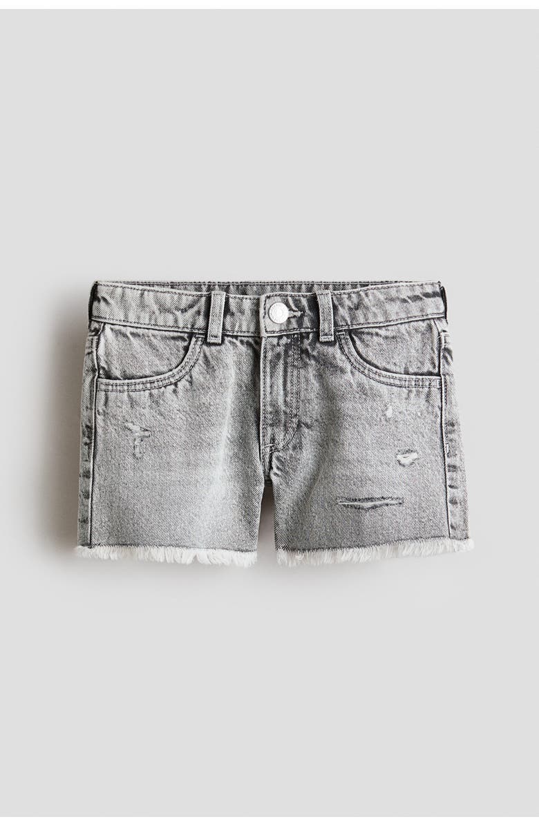 H&M Frayed Denim Shorts, Main, color, Gray