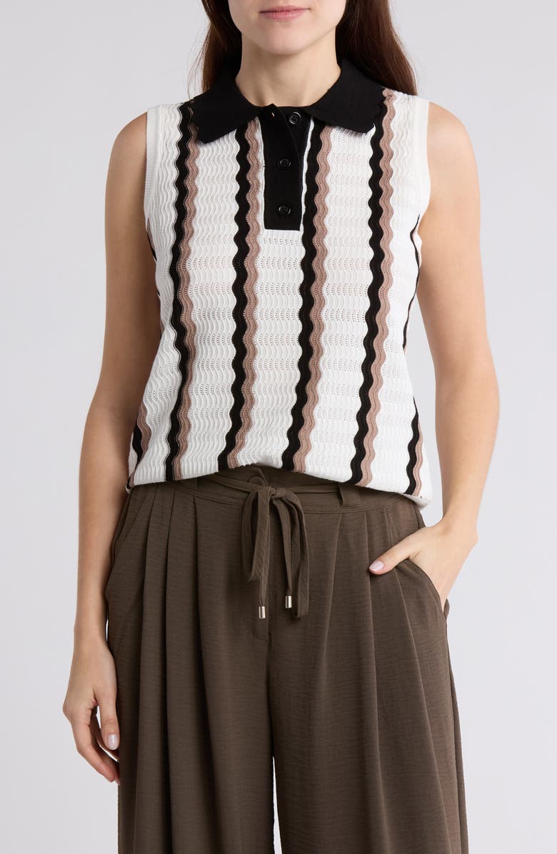 Adrianna Papell Pointillé Polo Sweater, Main, color, 