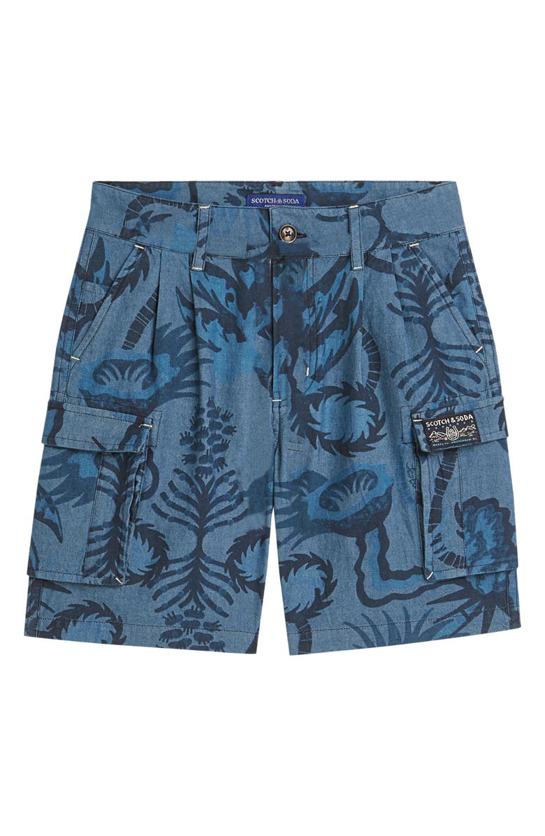 Scotch & Soda Kids' Chambray Cargo Shorts, Main, color, Desert Floral Indigo
