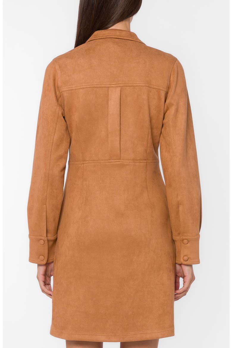 Roya Faux Suede Long Sleeve Utility Dress, Alternate, color, CAMEL