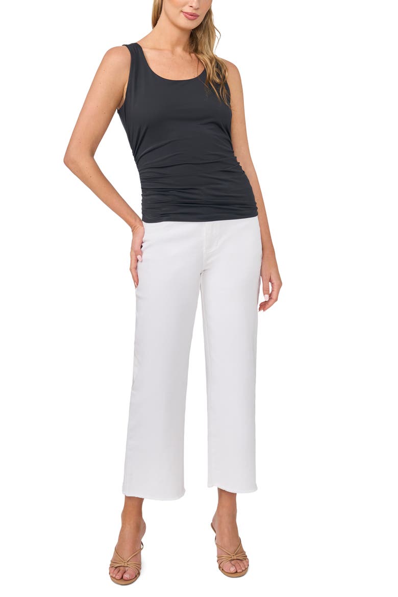 Ruched Compression Tank, Alternate, color, RICH BLACK