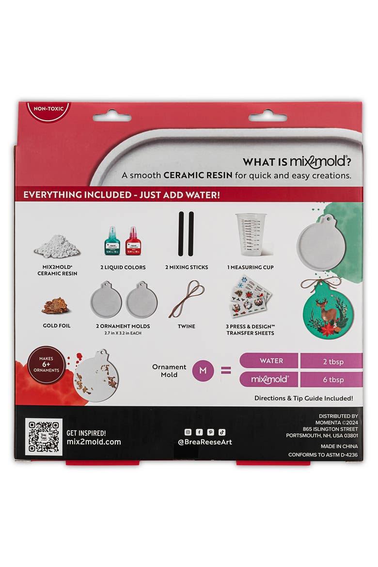 Mix2Mold Ceramic Resin Holiday Ornament Kit, Alternate, color, Multicolored