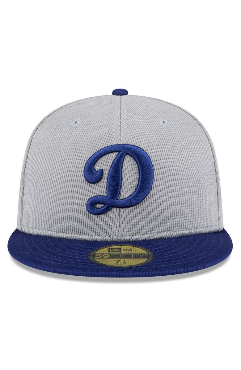 New Era Men's New Era Gray/Royal Los Angeles Dodgers 2025 Batting Practice 59FIFTY Fitted Hat, Alternate, color,