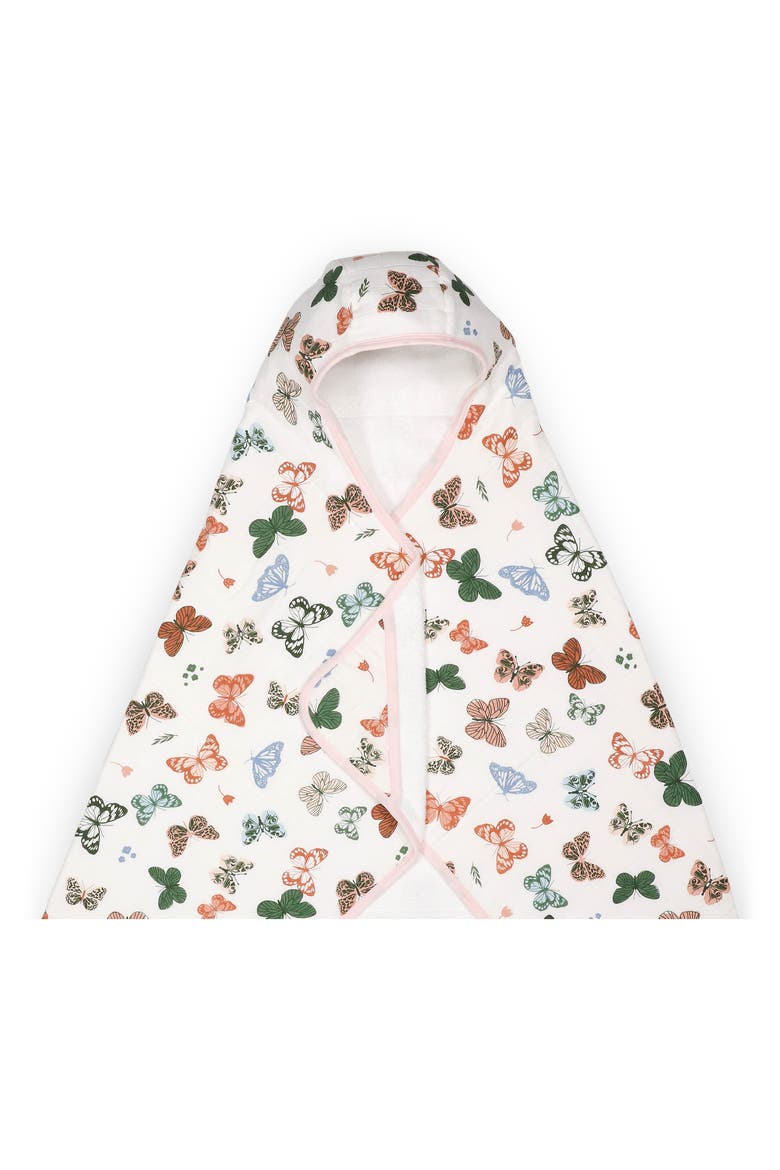 Cotton Muslin & Terry Hooded Towel, Alternate, color, BUTTERFLIES