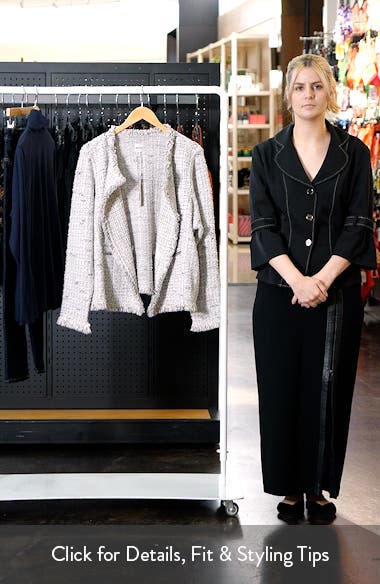 NIC+ZOE Chain Trim Fringe Mix Knit Jacket (Women) | Nordstromrack