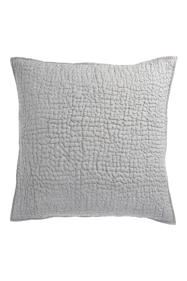 Hand Stitched Organic Cotton Euro Sham, Main, color, SLATE