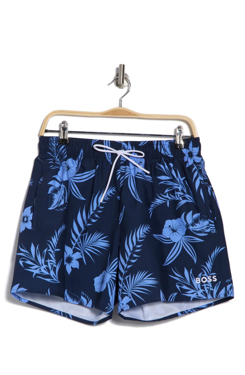 BOSS Swim Trunks, Alternate, color, Navy