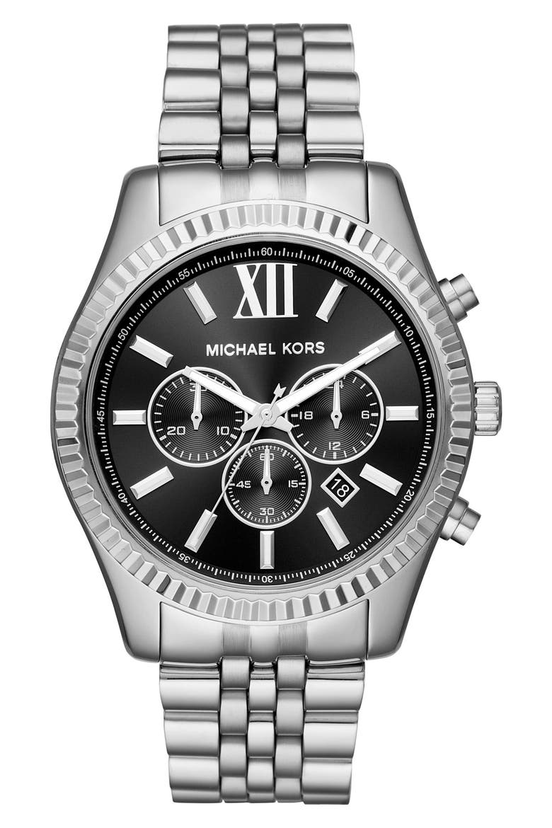 Lexington Bracelet Chronograph Watch, 44mm x 54mm, Main, color, SILVER