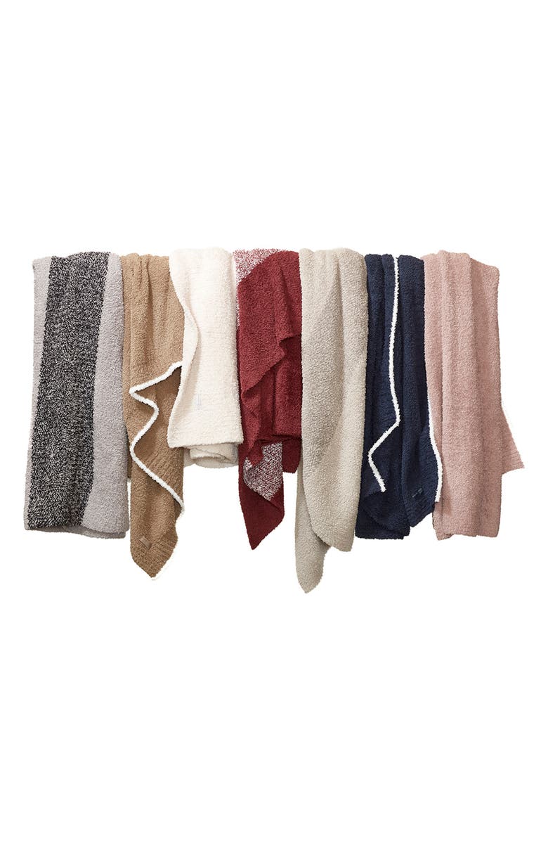 Barefoot Dreams<sup>®</sup> Barefoot Dreams CozyChic<sup>™</sup> Rib Trim Throw - 45" x 60", Alternate, color, Warm Gray/White