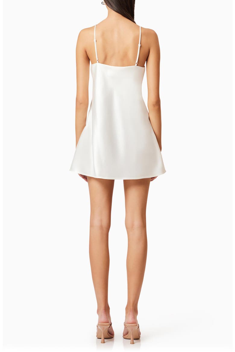Katalina Organza Floral Appliqué Satin Cocktail Minidress, Alternate, color, IVORY