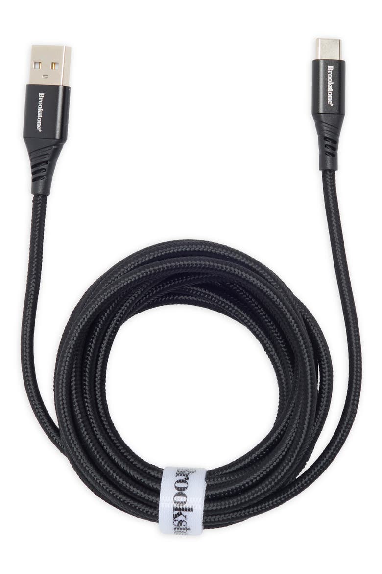 10-Foot USB-A to USB-C Braided Cable, Main, color, BLACK