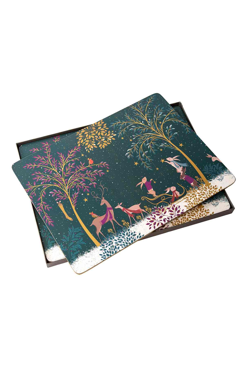 Sara Miller Woodland Tales Set of 4 Cork Back Placemats, Alternate, color, Multi