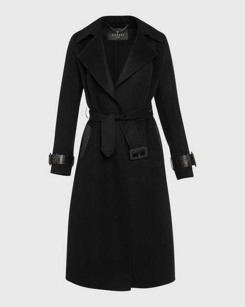 Gorski Loro Piana Wool Blend Trench Coat In Black