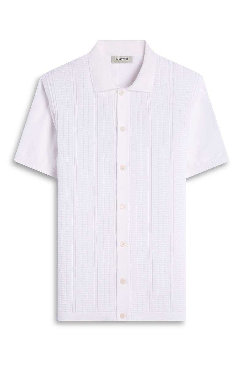 Bugatchi Chevron Short Sleeve Knit Button-Up Shirt, Alternate, color, Chalk