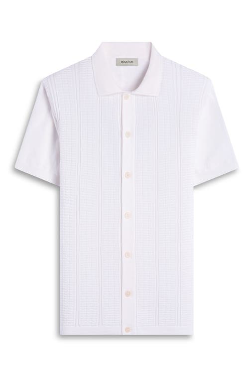 Bugatchi Chevron Short Sleeve Knit Button-up Shirt