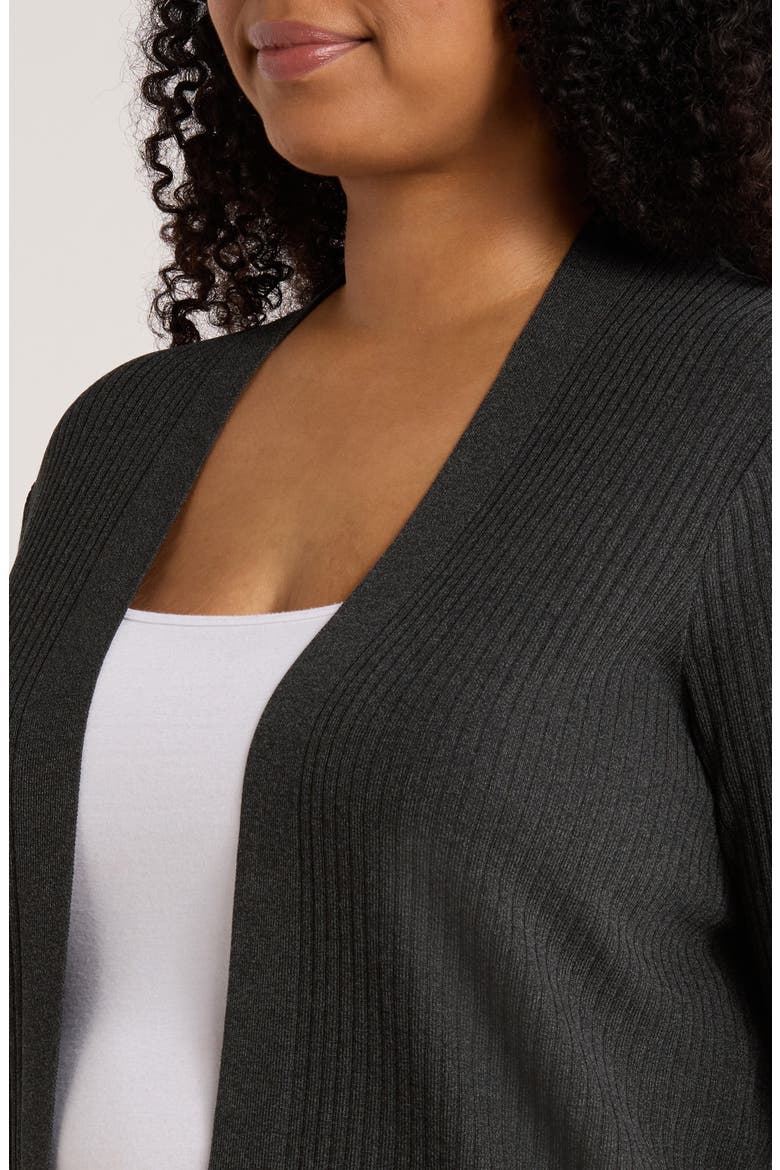 Sutton Open Front Rib Cardigan, Alternate, color, DARK HEATHER GREY