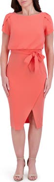Kensie Plyr Tie Waist Midi Dress