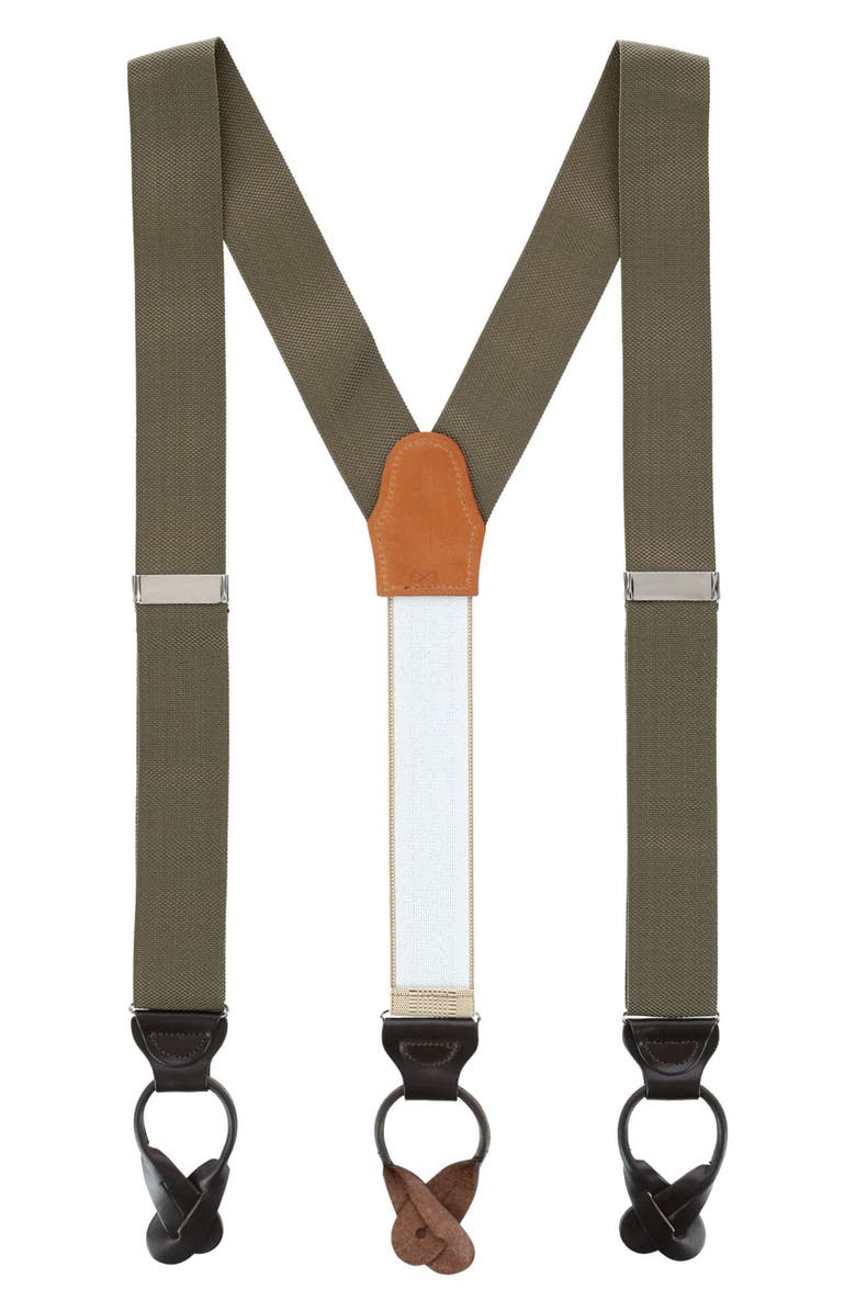 Trafalgar Solid Suspenders, Main, color, Olive Green