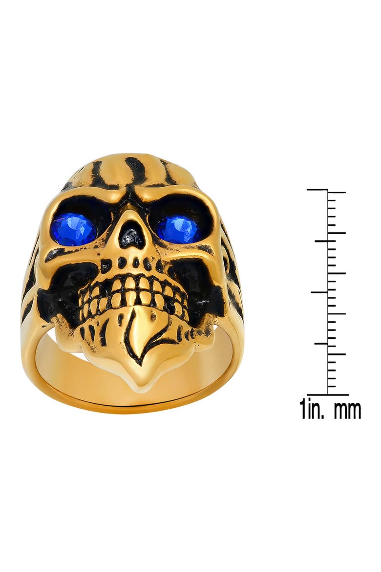 Crystal Eye Skull Ring, Alternate, color, GOLD/ BLUE