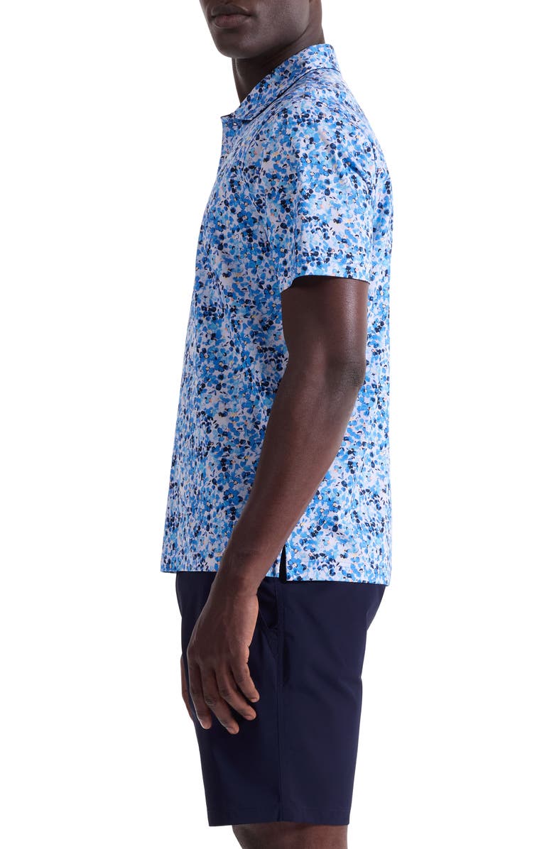Bugatchi Hendrix Digital Painted Floral Print Pima Cotton Polo, Alternate, color, Classic Blue