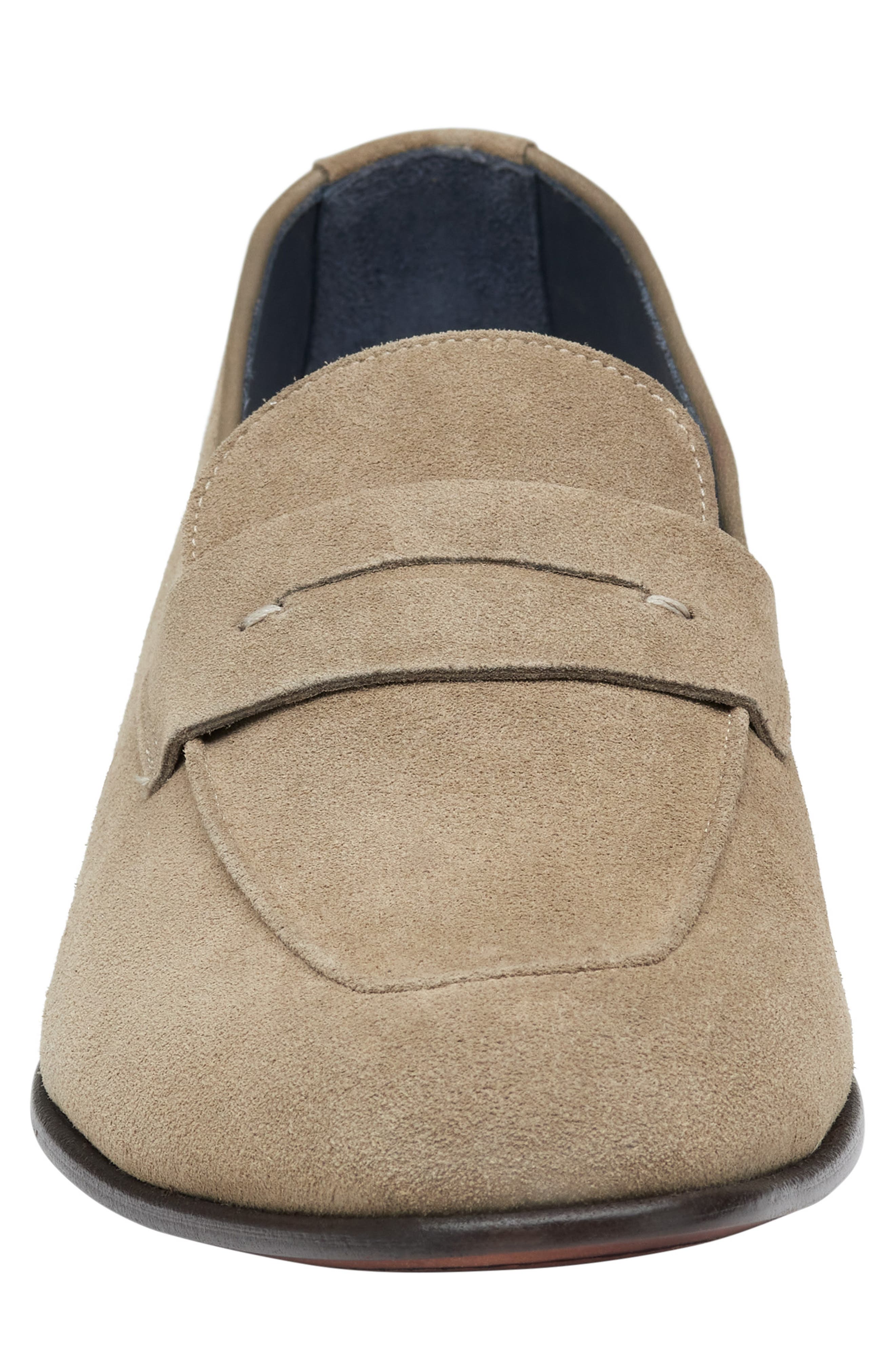 Taylor Moc Toe Penny Loafer, Alternate, color, TAUPE ITALIAN SUEDE