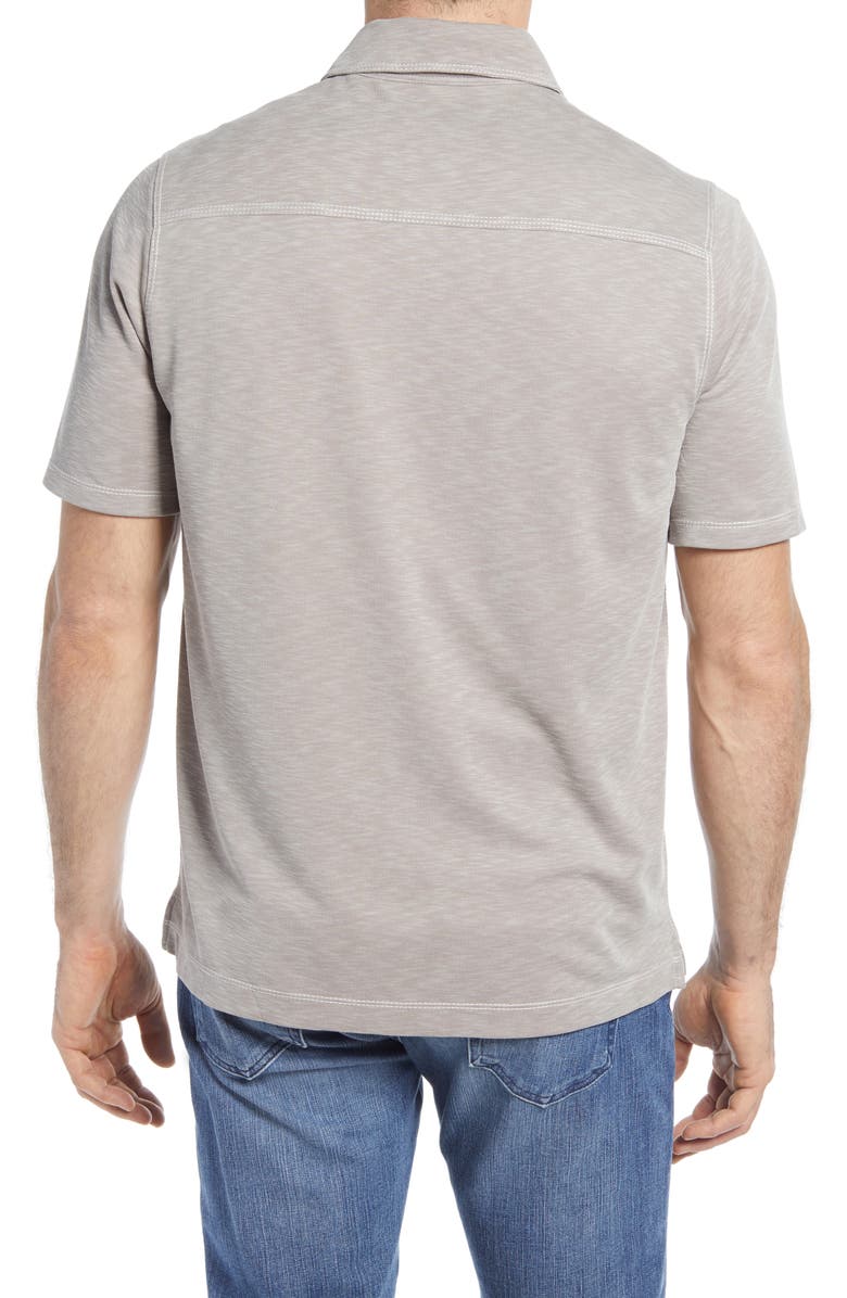 Johnston & Murphy Short Sleeve Slub Knit Polo, Alternate, color, Sand