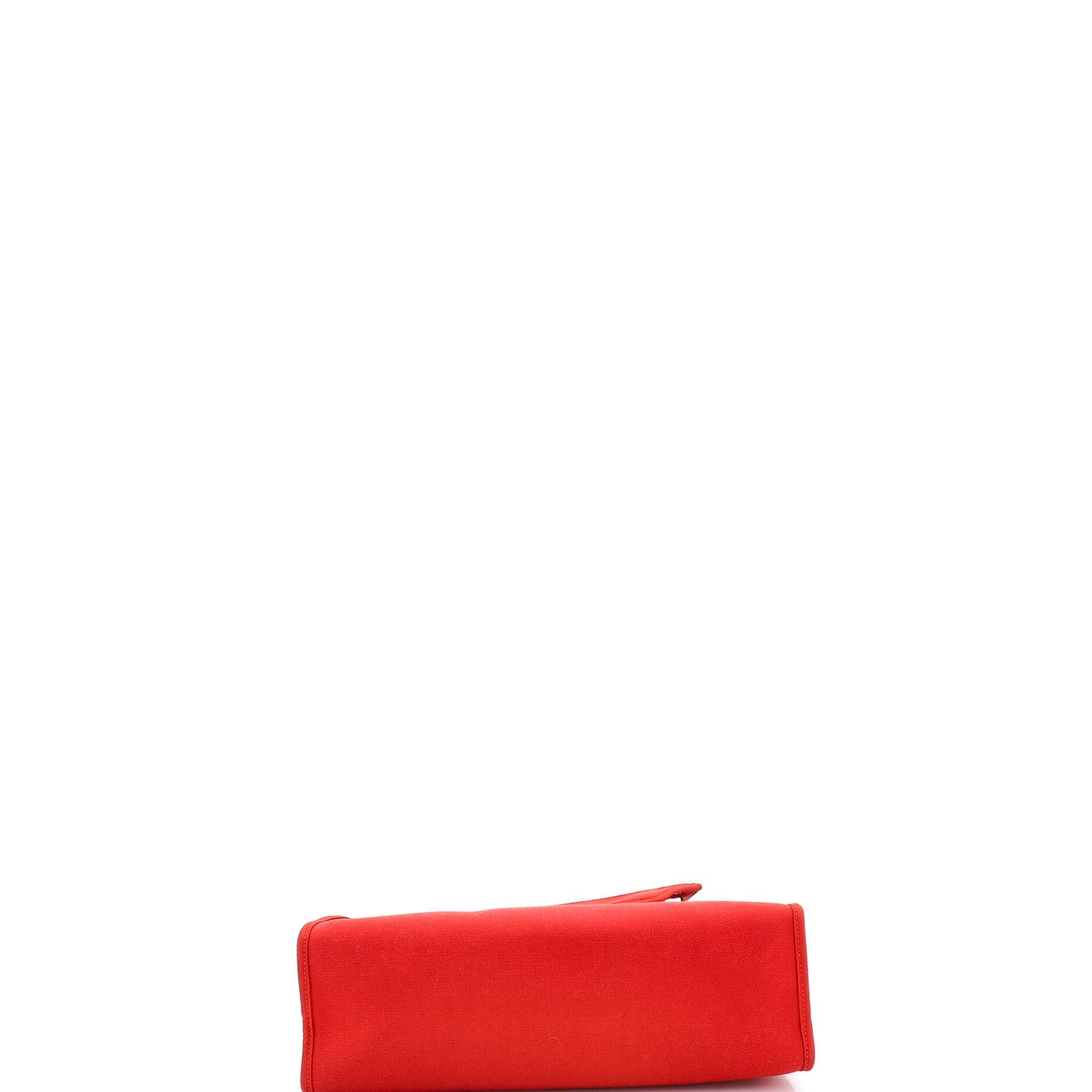 Pre-Owned Hermes Herbag Zip Leather and Toile 31, Alternate, color, Rouge Tomate