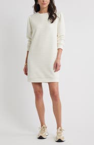 Caslon® Long Sleeve Quilted Sweatshirt Minidress