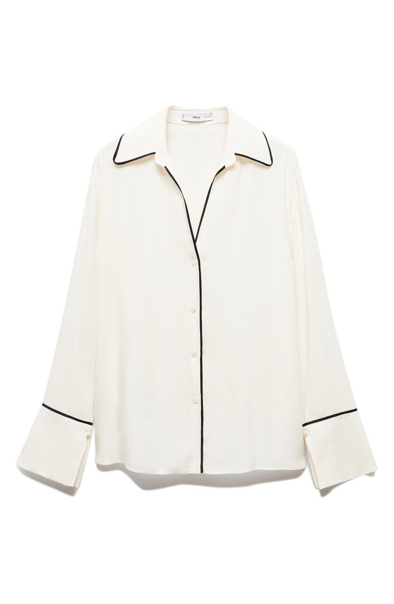 MANGO Piped Chiffon Button-Up Shirt, Alternate, color, 