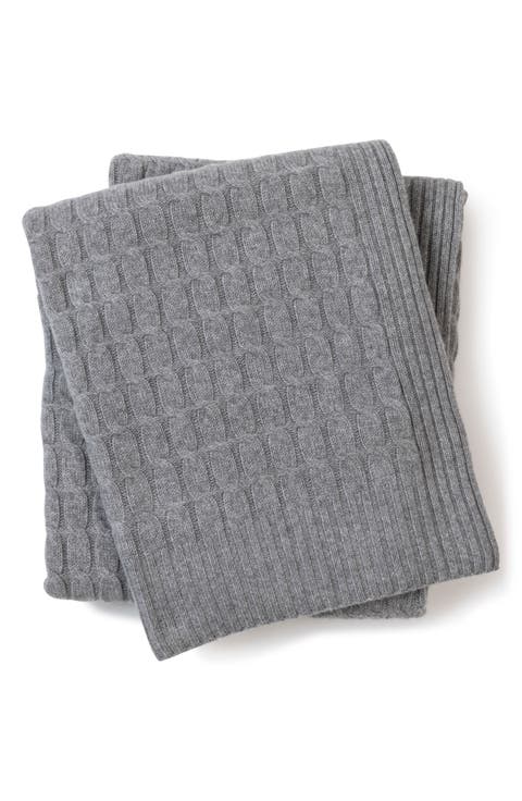Veneto Cable Knit Cashmere Throw Blanket