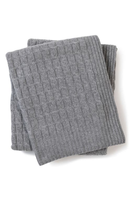 Sofia Cashmere Veneto Cable Knit Cashmere Throw Blanket In Gray