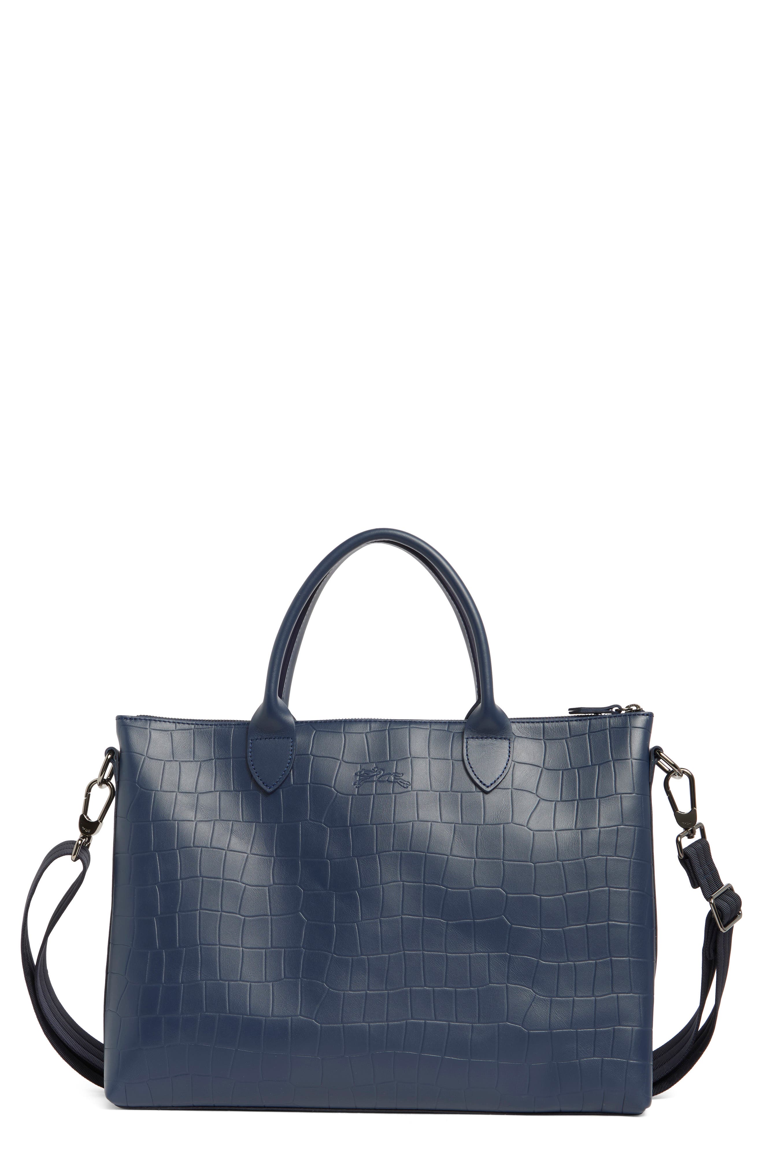 Longchamp Croc Embossed Briefcase