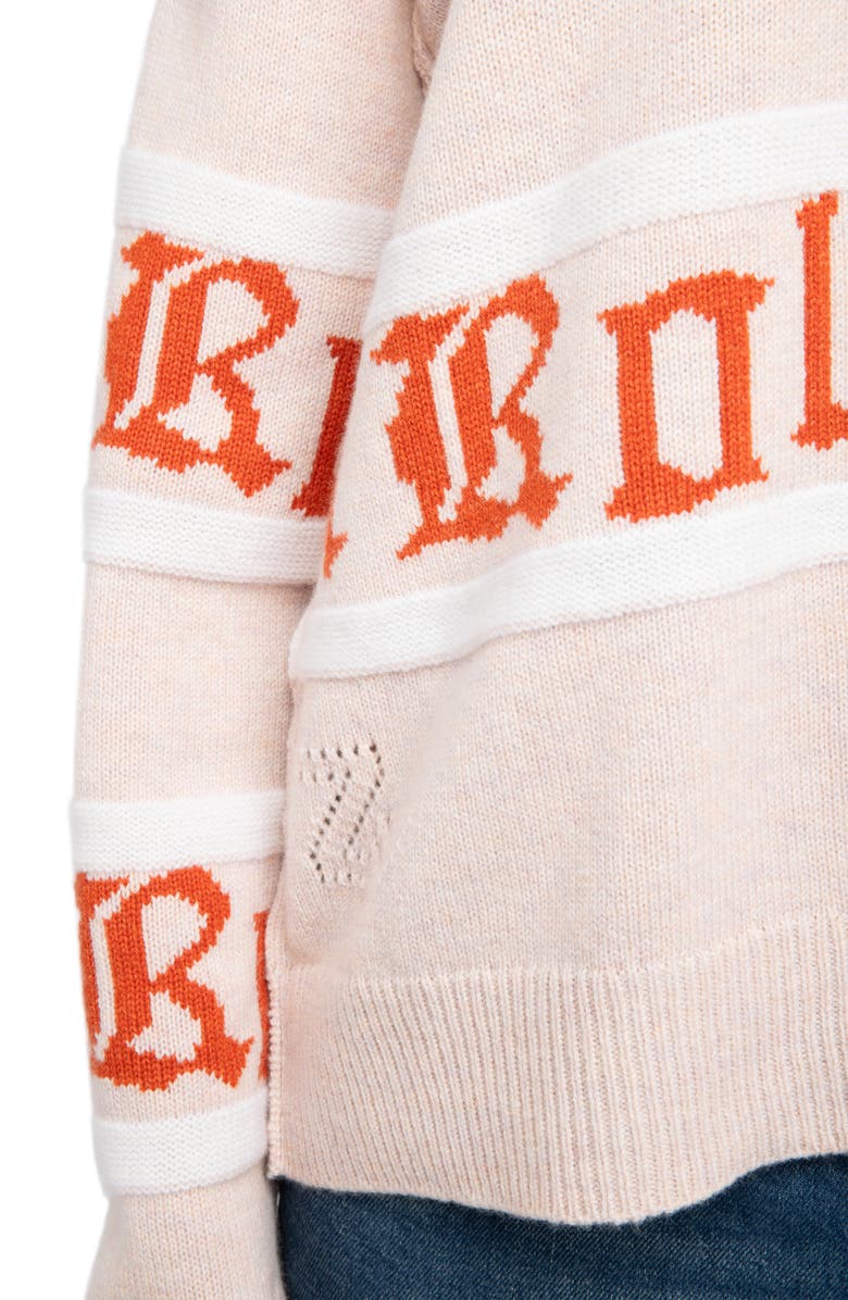 Zadig & Voltaire Markuz Rock 'N' Roll Jacquard Stripe Wool & Cashmere Sweater, Alternate, color, Pearly