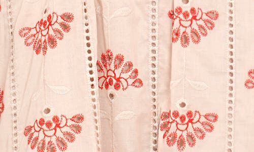 Adelyn Rae Merinda Eyelet Embroidered Dress In Sand/red