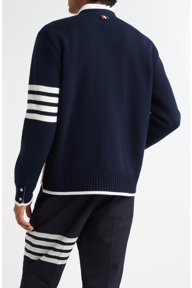 4-Bar Milano Stitch Virgin Wool Cardigan, Alternate, color, NAVY