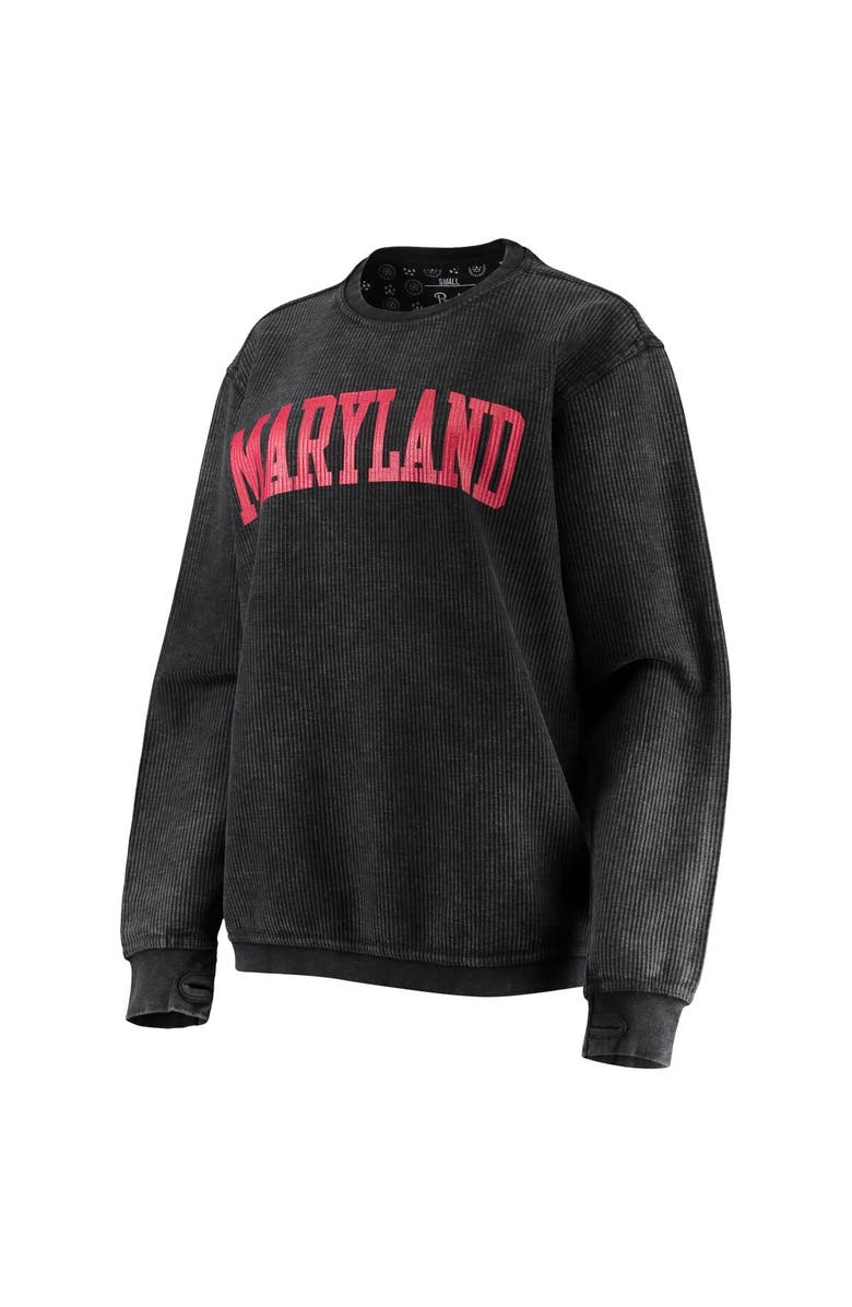 PRESSBOX Women's Pressbox Black Maryland Terrapins Comfy Cord Vintage Wash Basic Arch Pullover Sweatshirt, Alternate, color, Black