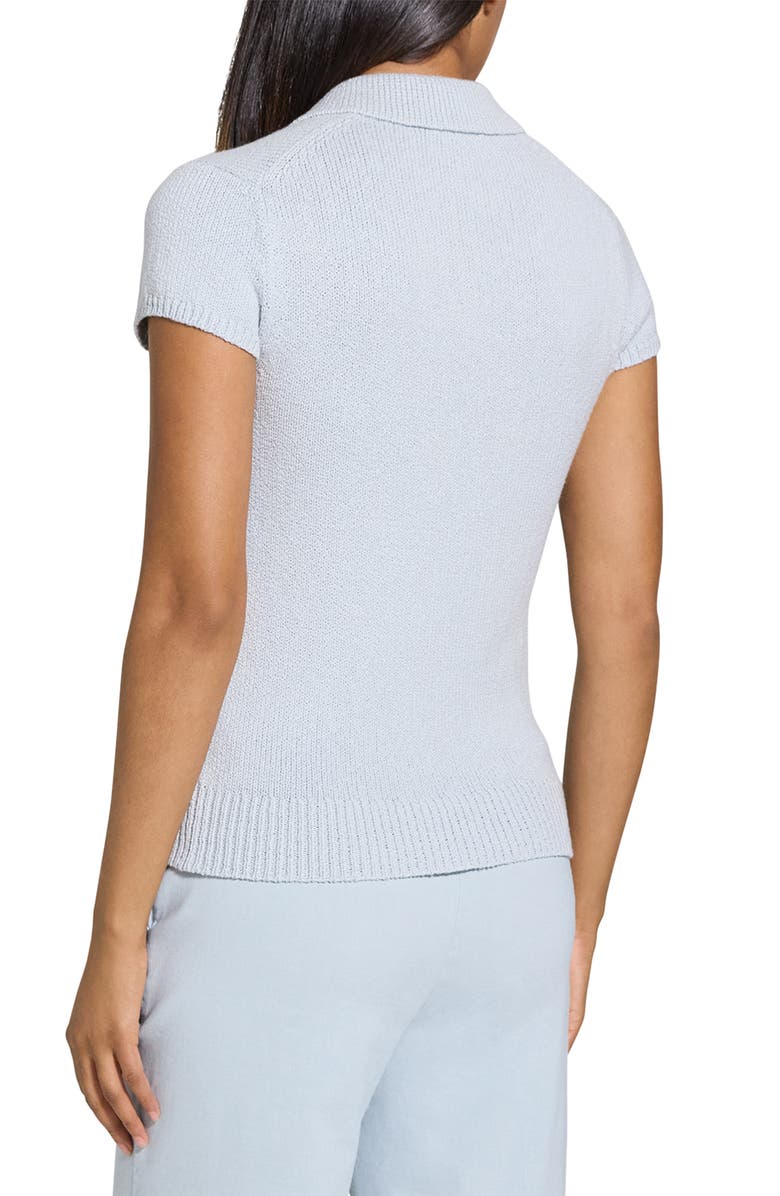 Theory Wave Bo Cap Sleeve Cotton & Merino Wool Polo Sweater, Alternate, color, Pearl Blue