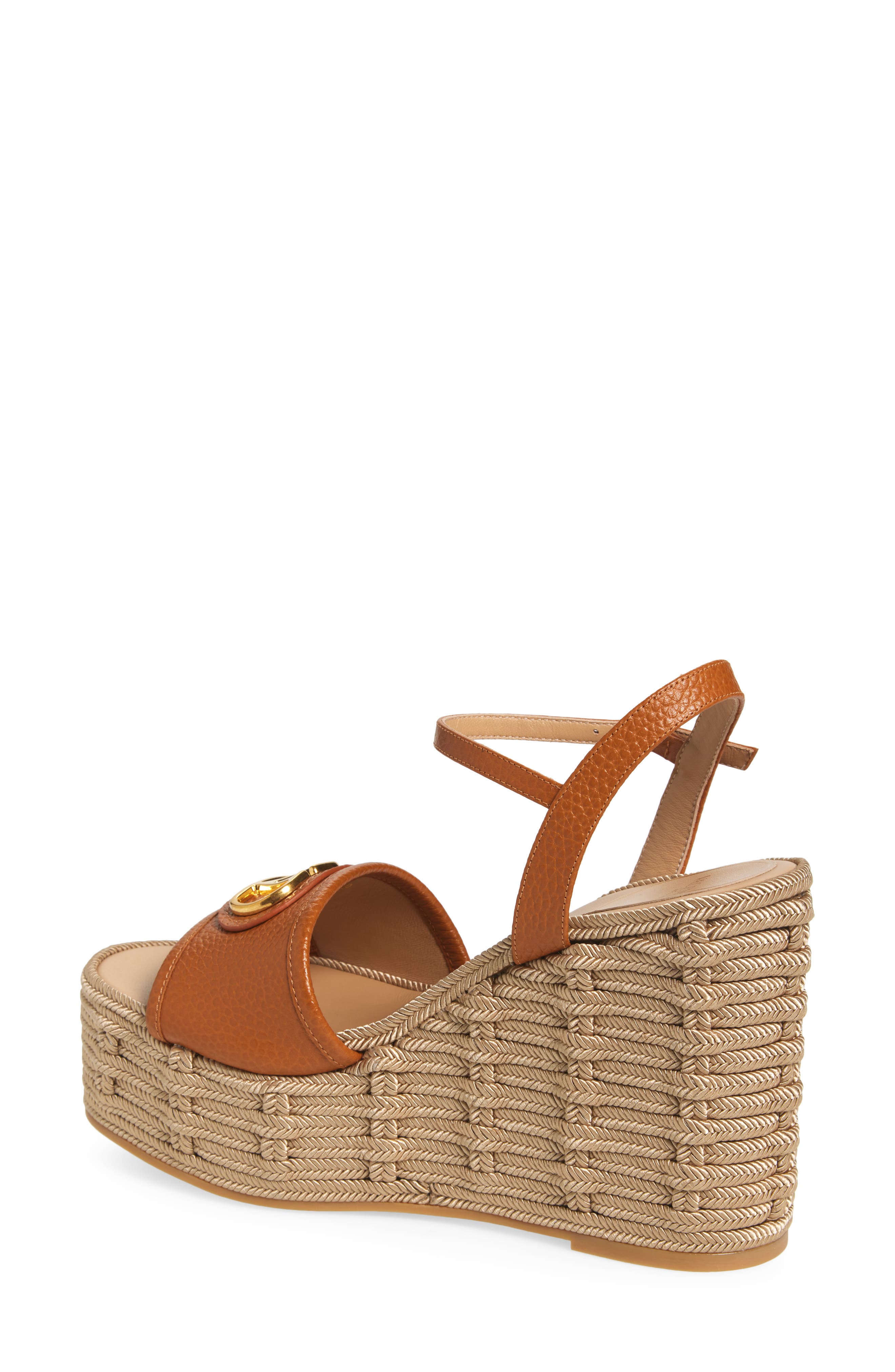 Valentino Garavani VLOGO Espadrille Wedge Sandal, Alternate, color, Kel Almond Beige