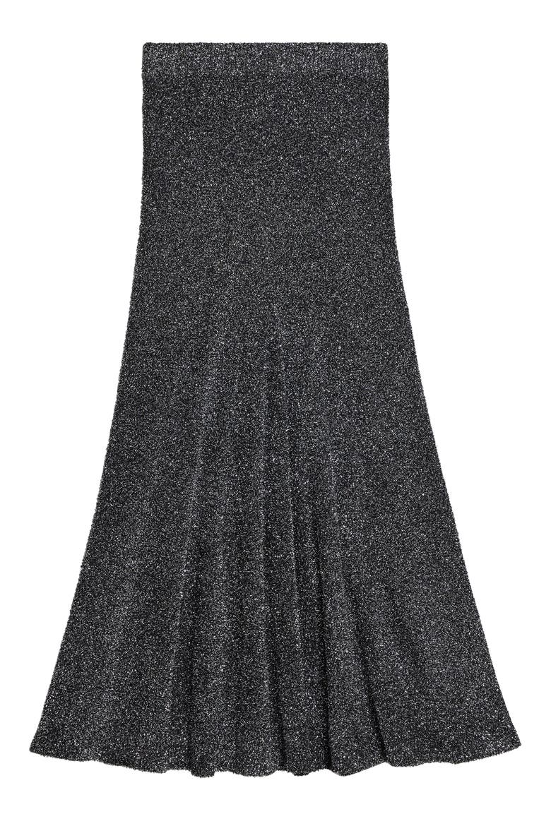 Knit Lurex Skirt, Alternate, color, SILVER - B0K