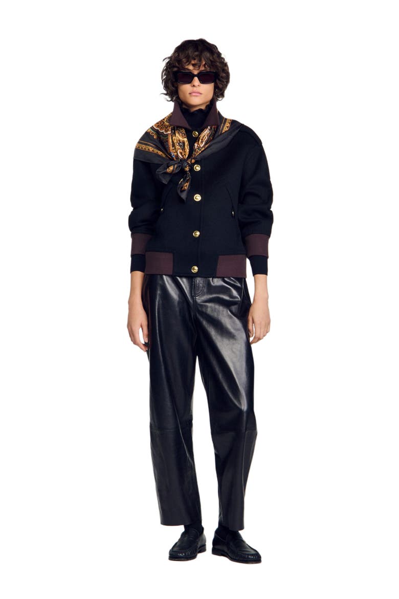 Short coat with contrast collar, Alternate, color, Black