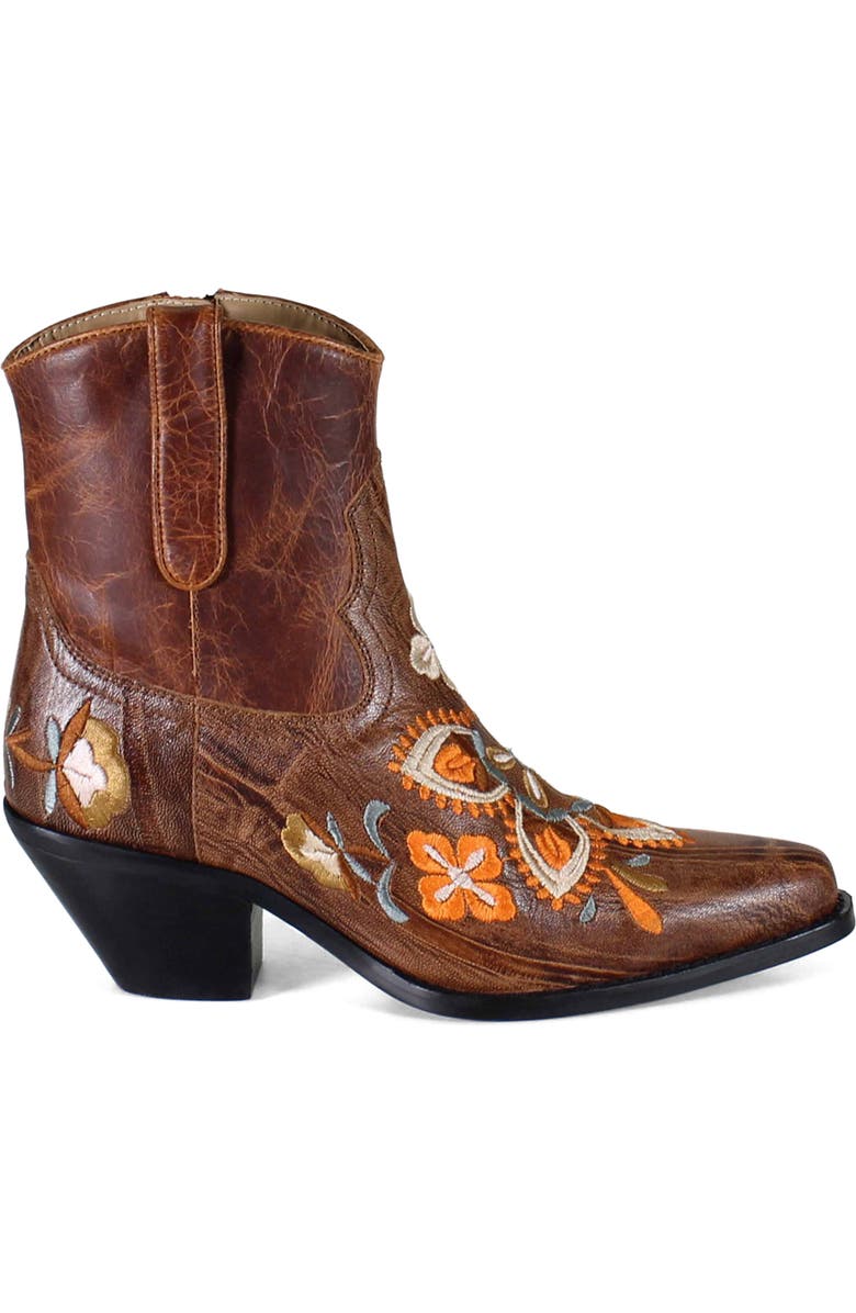 Diba True Cains Ville Embroidered Western Boot, Alternate, color, Brown/ Orange