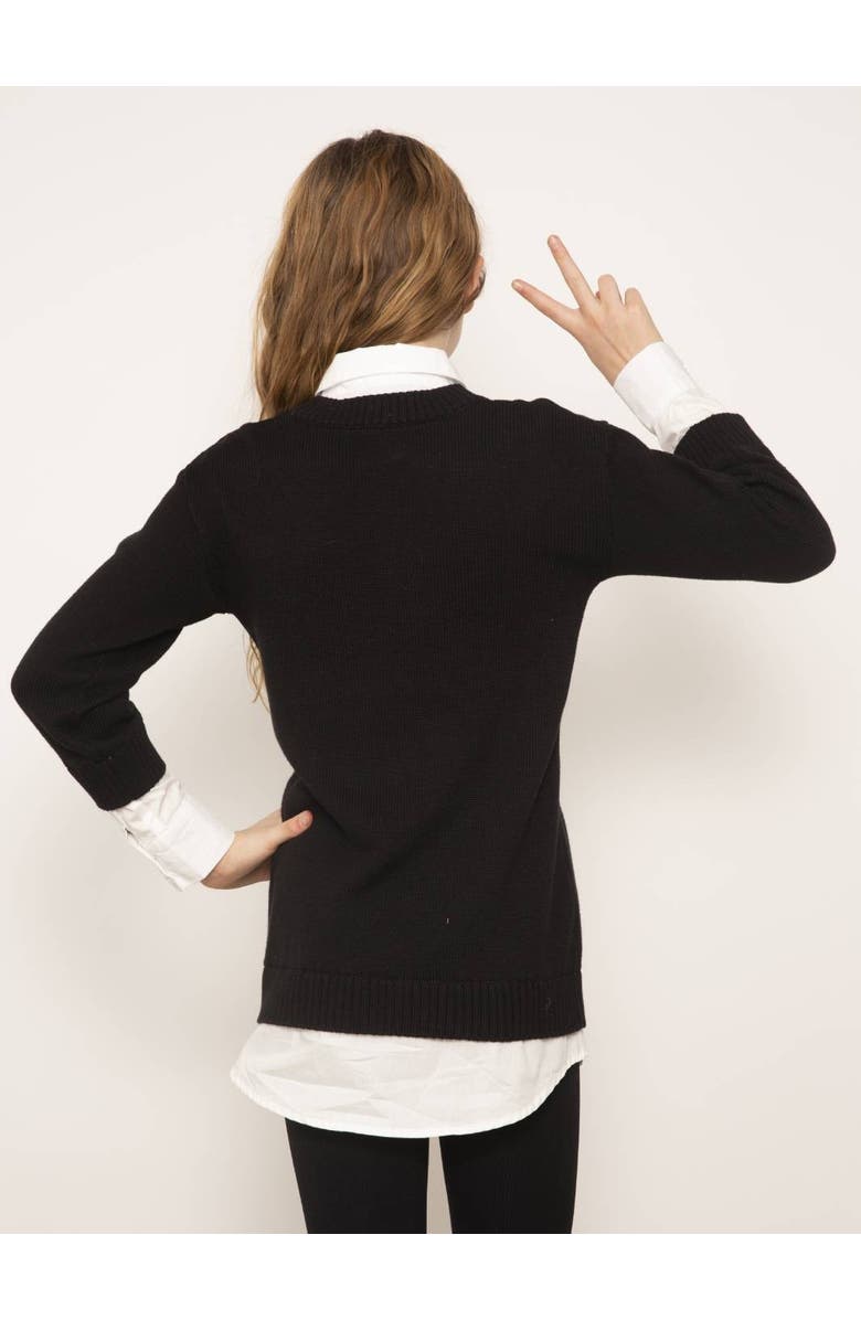 Central Park West Tessa Poplin Combo Sweater Dress, Alternate, color, 