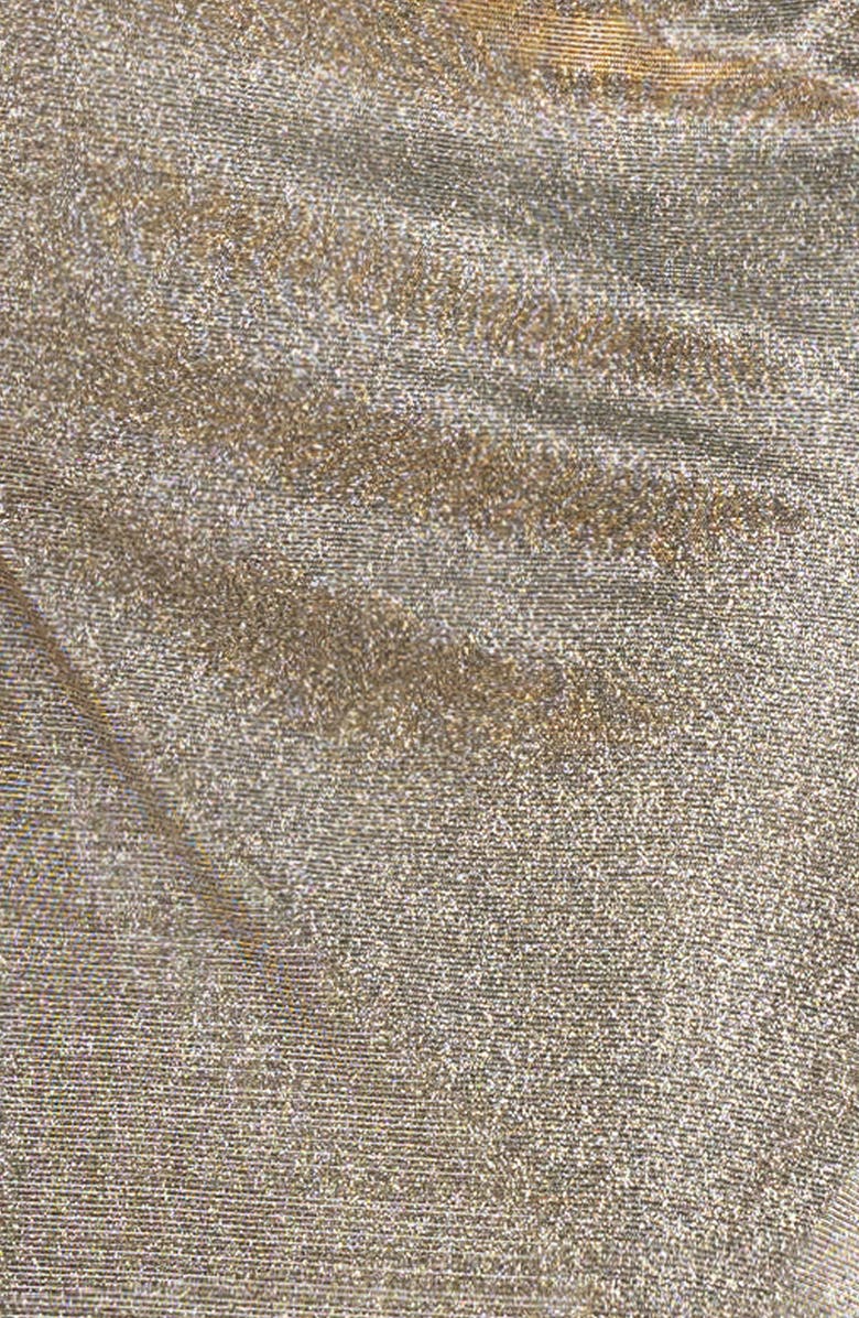 Betsy & Adam Galaxy Metallic Twist Detail Off the Shoulder Gown, Alternate, color, Sand