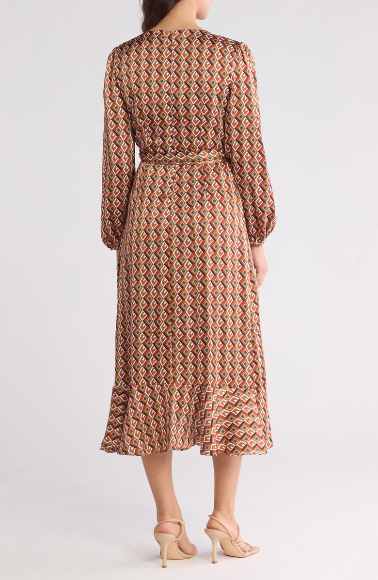 Tahari ASL Long Sleeve Faux Wrap Dress, Alternate, color, 