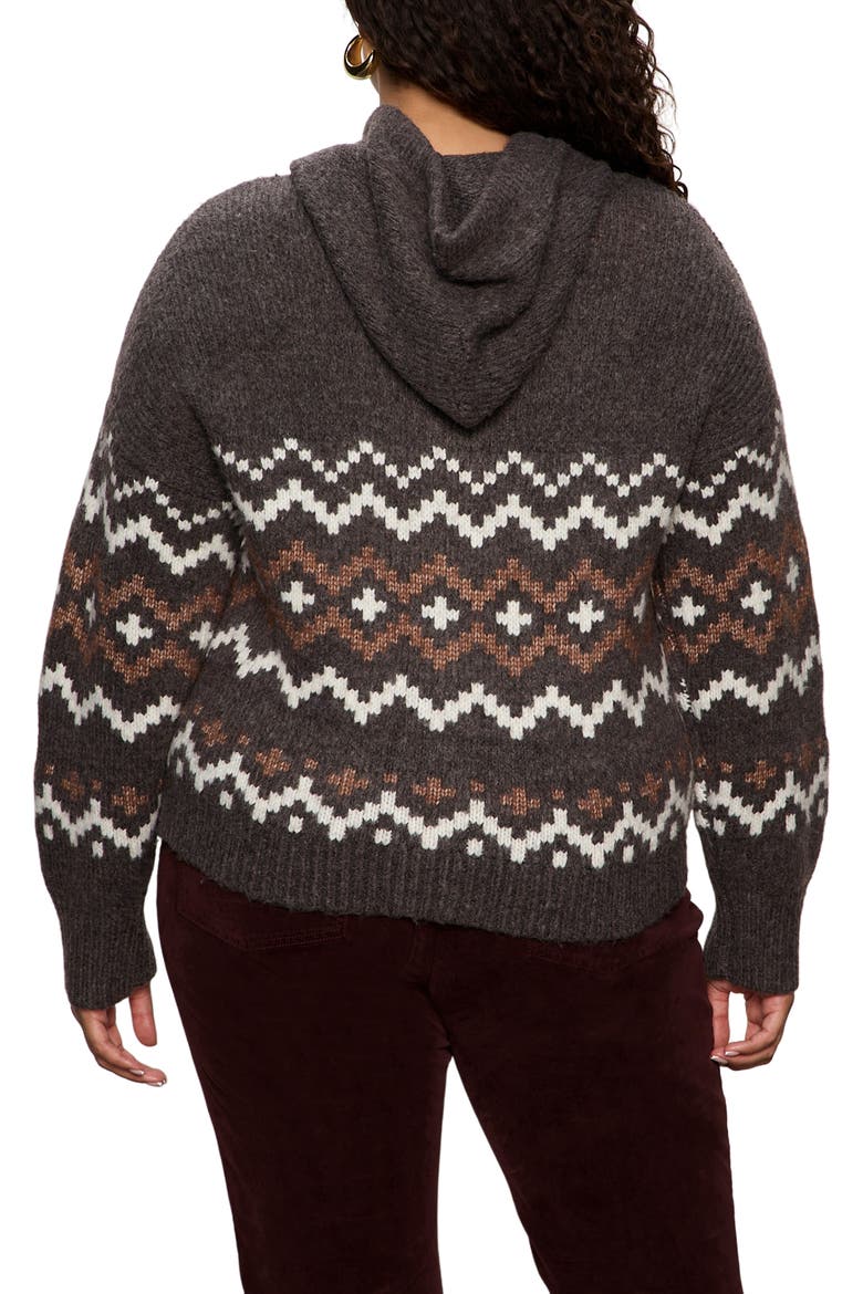 Fair Isle Zip-Up Sweater Hoodie, Alternate, color, MOCHA BROWN