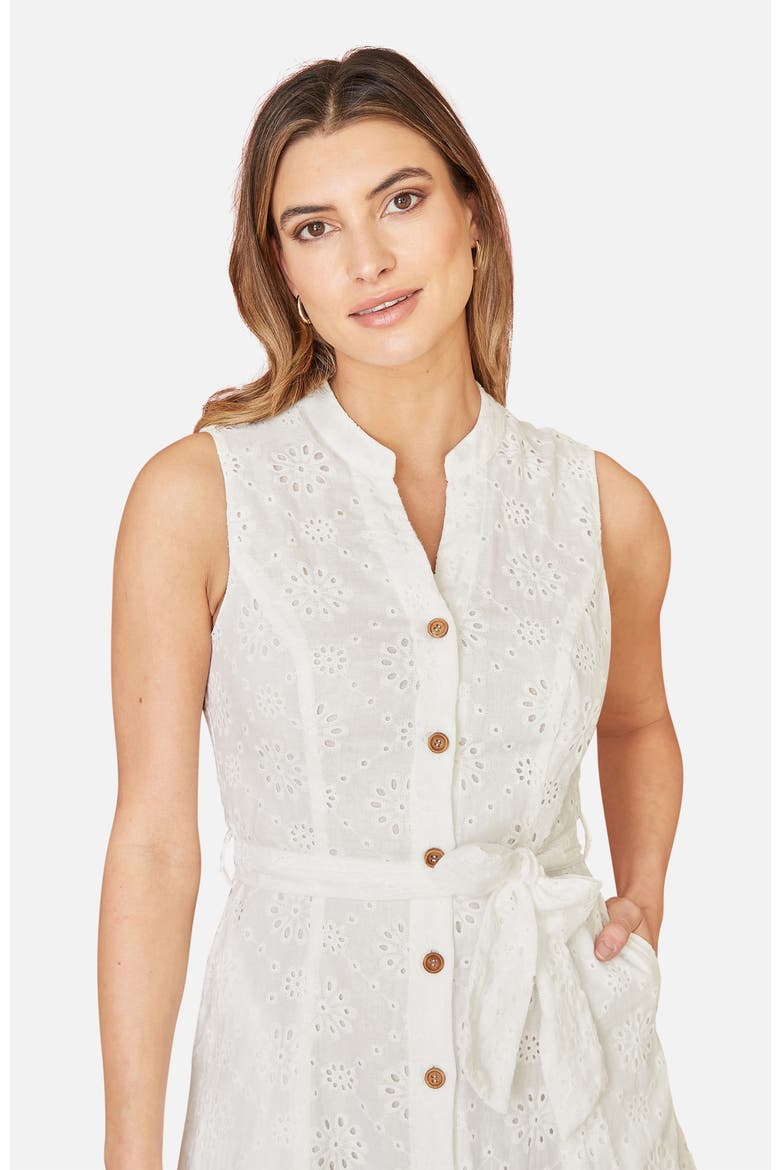 Broderie Anglaise Cotton Shirt Dress, Alternate, color, White